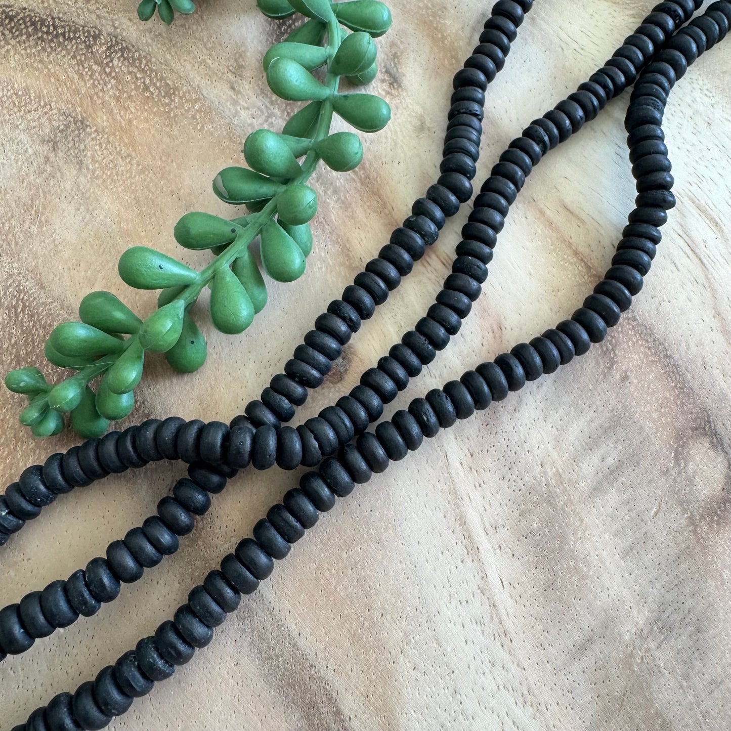 Black Bone Heishi Beads – 3x6 mm – 15–16 Inch Strand BN33
