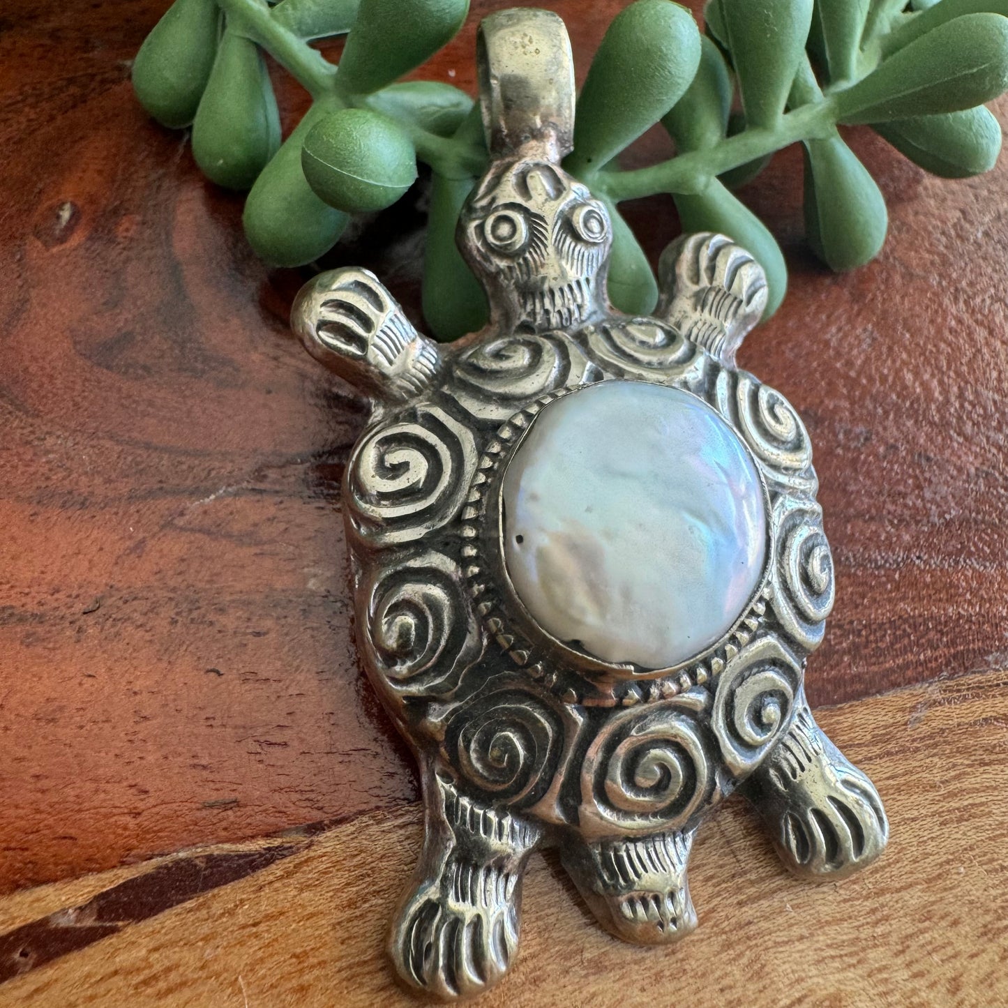 Turtle and Freshwater Pearl Pendant