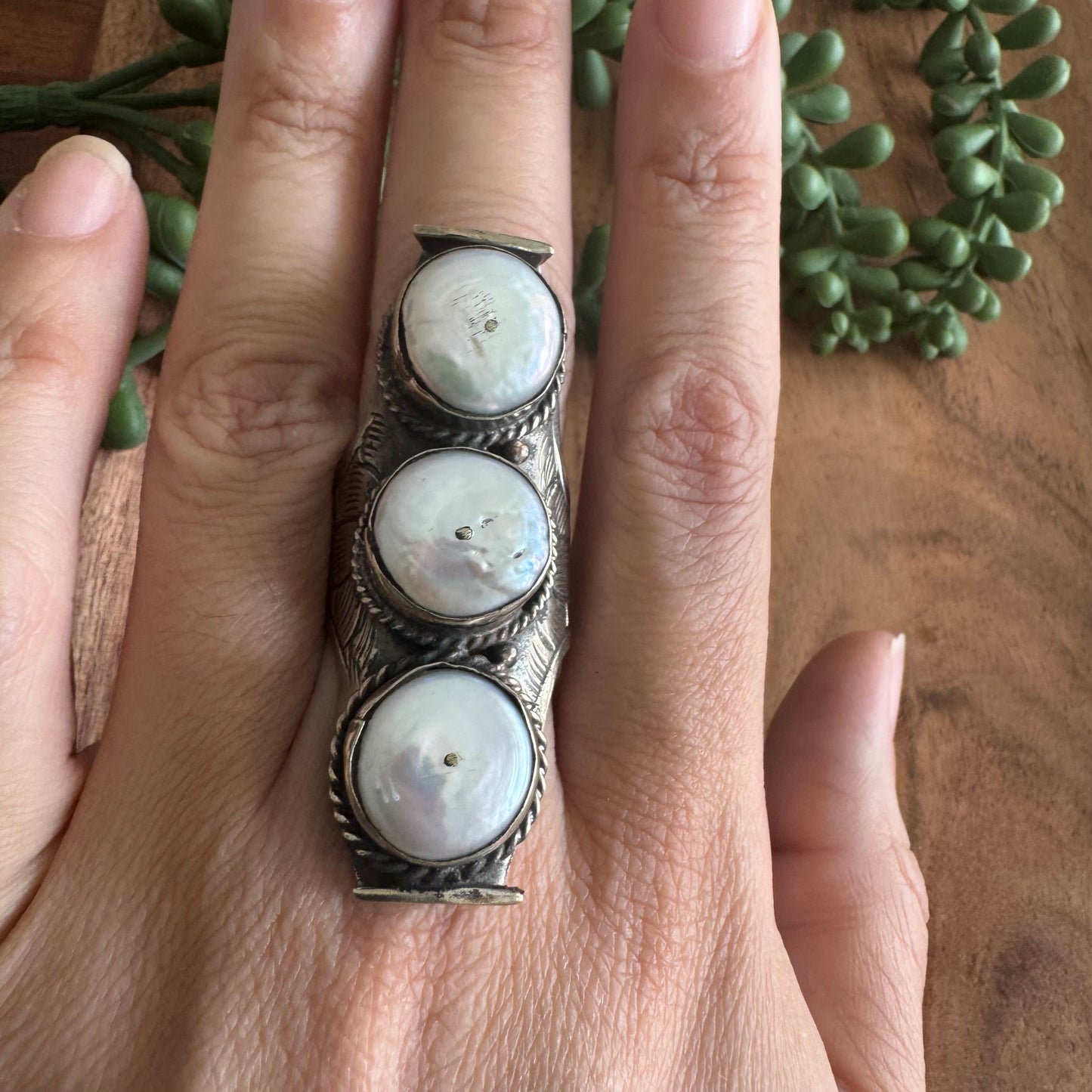 Freshwater Pearl Statement Ring – Adjustable