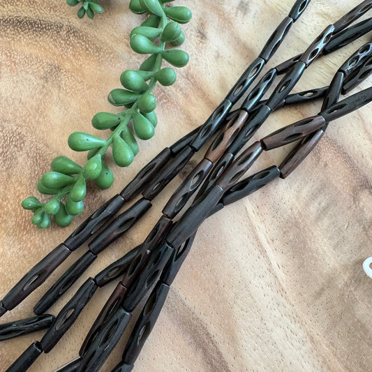 Carved Bone Tube Beads – 5x25 mm – 15–16 Inch Strand