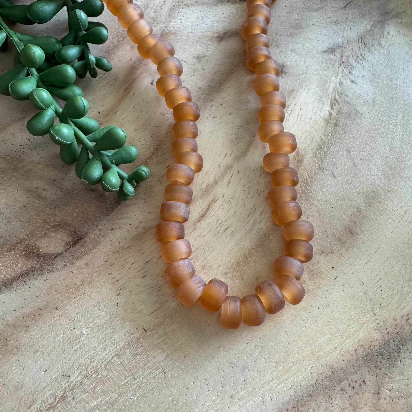 Frosted Orange/Amber Crow Glass Beads (India) CR08
