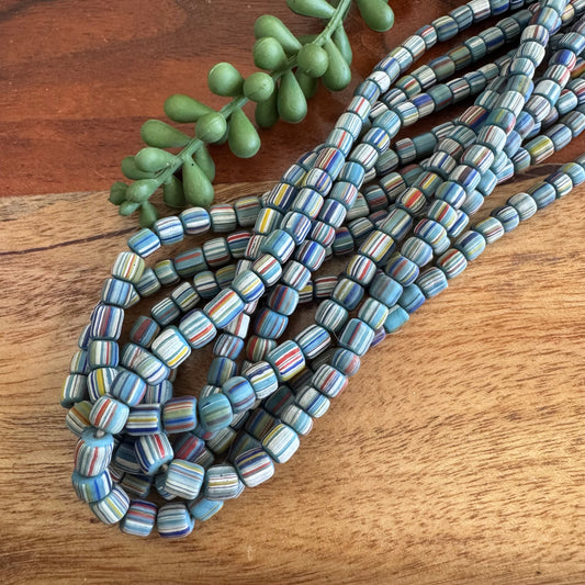 Blue Striped Java Gooseberry Beads
