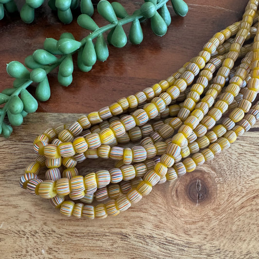 Yellow Striped Java Gooseberry Beads