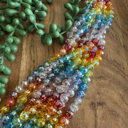 8mm Rainbow Chinese Crystal Glass – Faceted & Iridescent