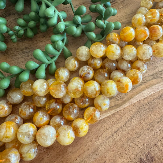 Citrine Round Bead Strand – 12 mm