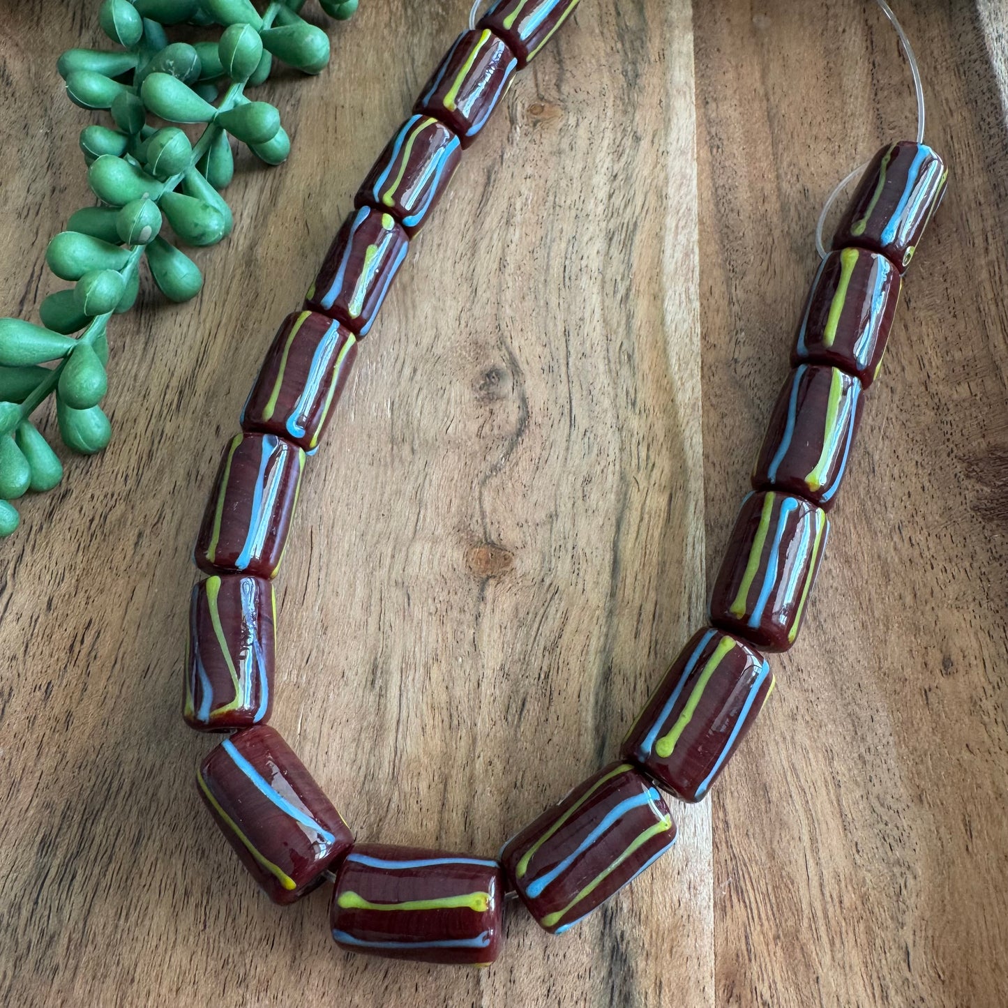 Maroon Glass Beads 12 x 20 mm