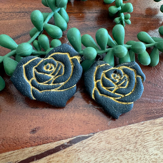 Black Rose Heart Pendants