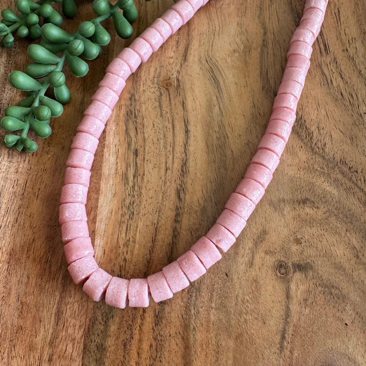 Pink African Recycled Glass Bead Strand