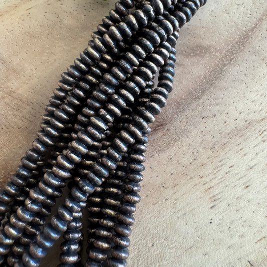 Two Tone Black & Brass Heishi Spacer Beads 2mm x 3.7mm | 24” Strand SPC05