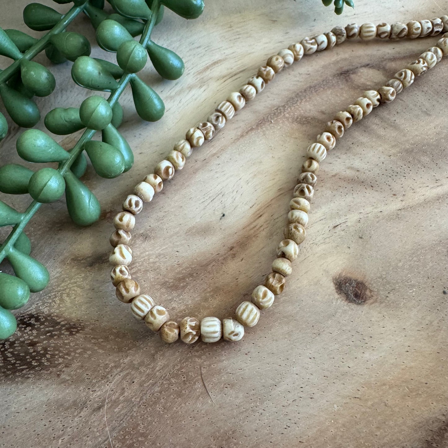 Carved Bone Round Beads – 5mm – 15–16 Inch Strand BN32