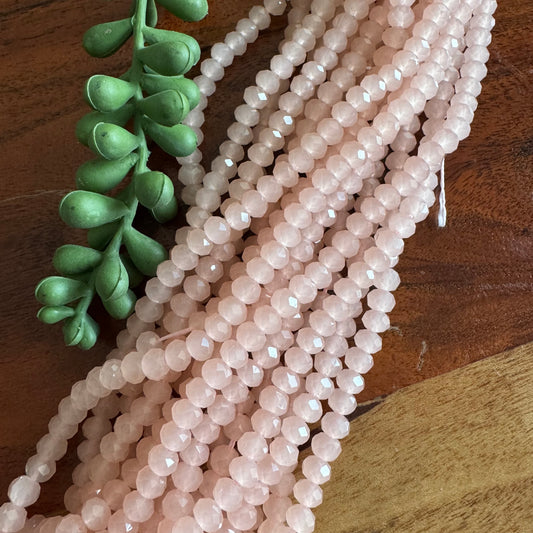 6x8mm Translucent Pink Chinese Crystal Glass – Faceted Beads