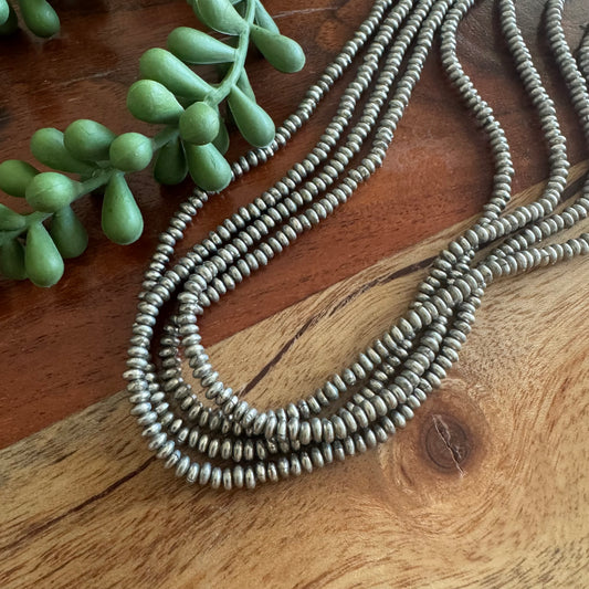 Antique Silver Brass Heishi Spacer Beads 2mm x 3.7mm | 24” Strand