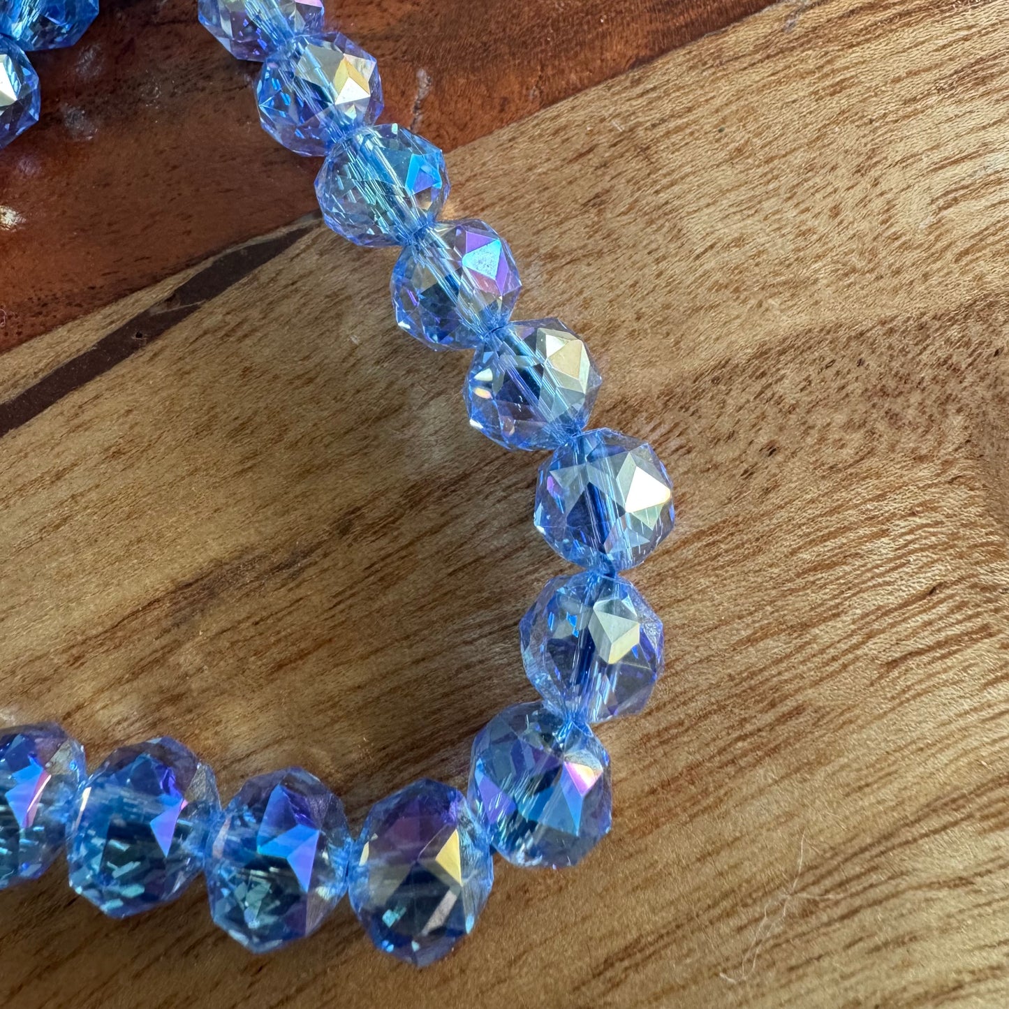 10mm Blue Chinese Crystal Glass – Faceted & Iridescent