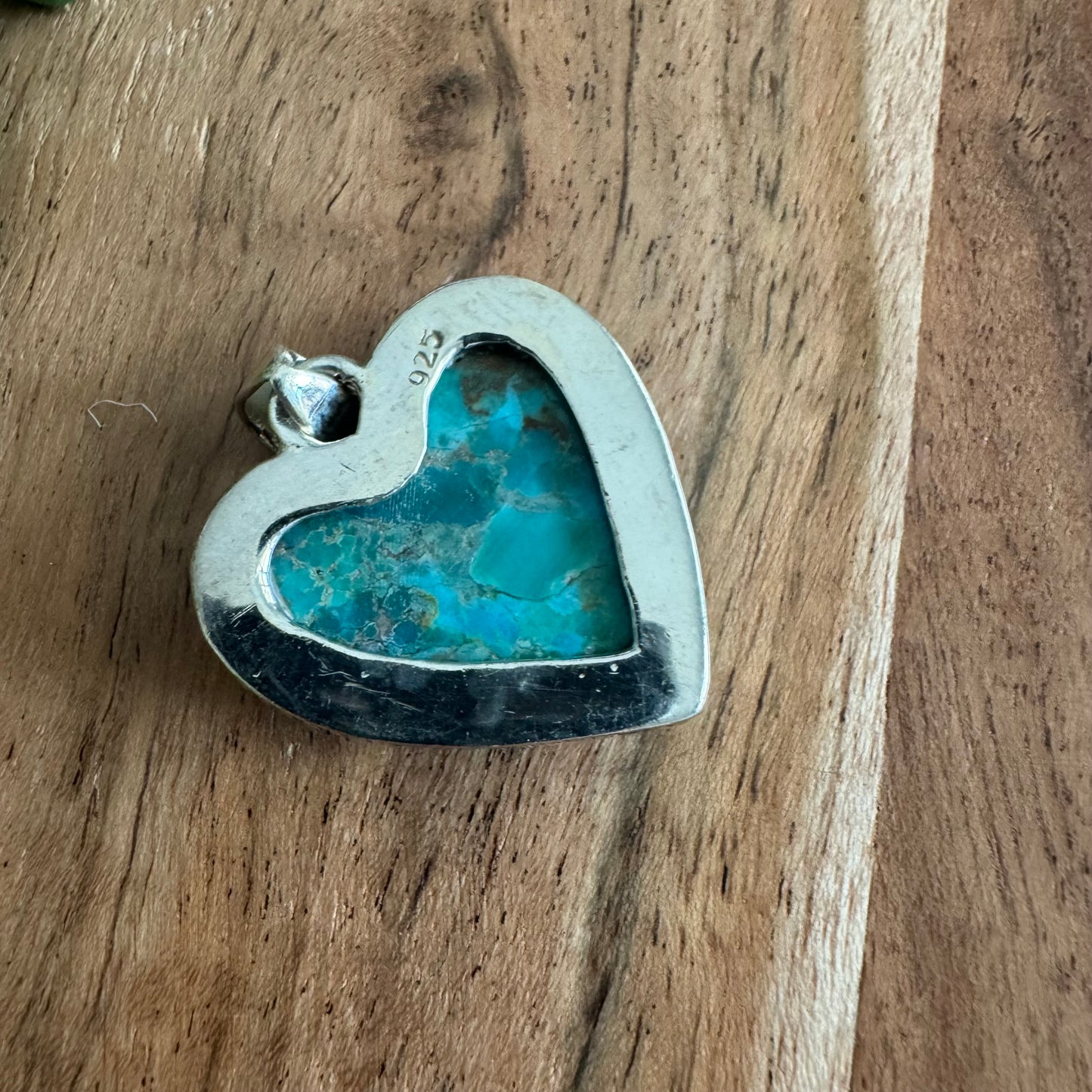 .925 Sterling Silver Heart Pendant –Arizona Turquoise