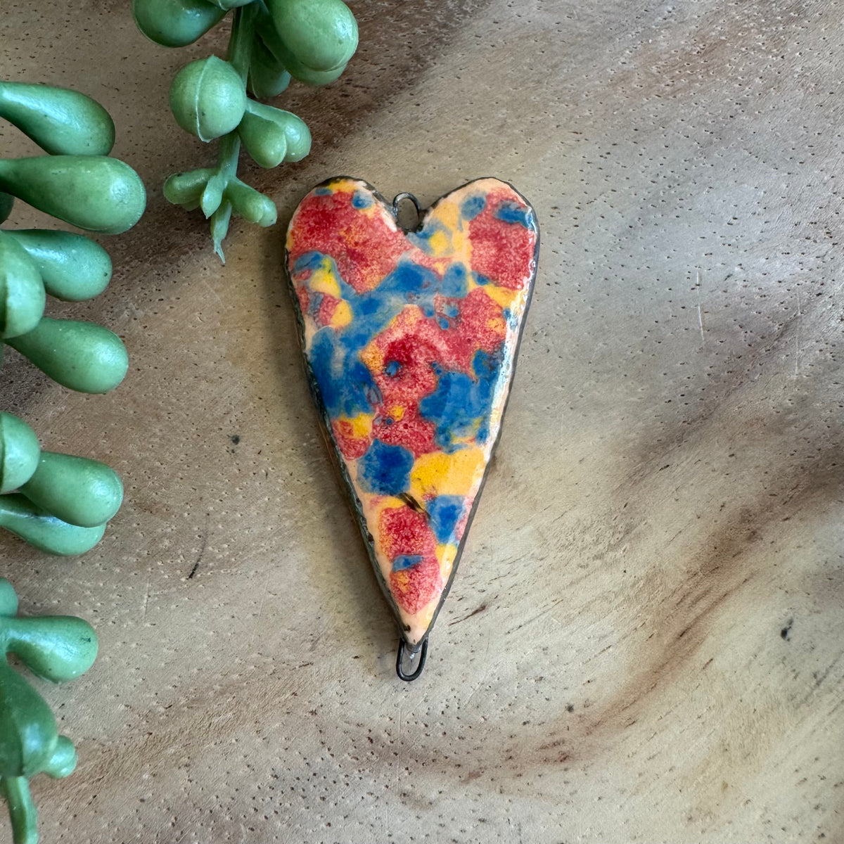 Artisan Ceramic Heart Connector Pendant by Molly Perry MP15