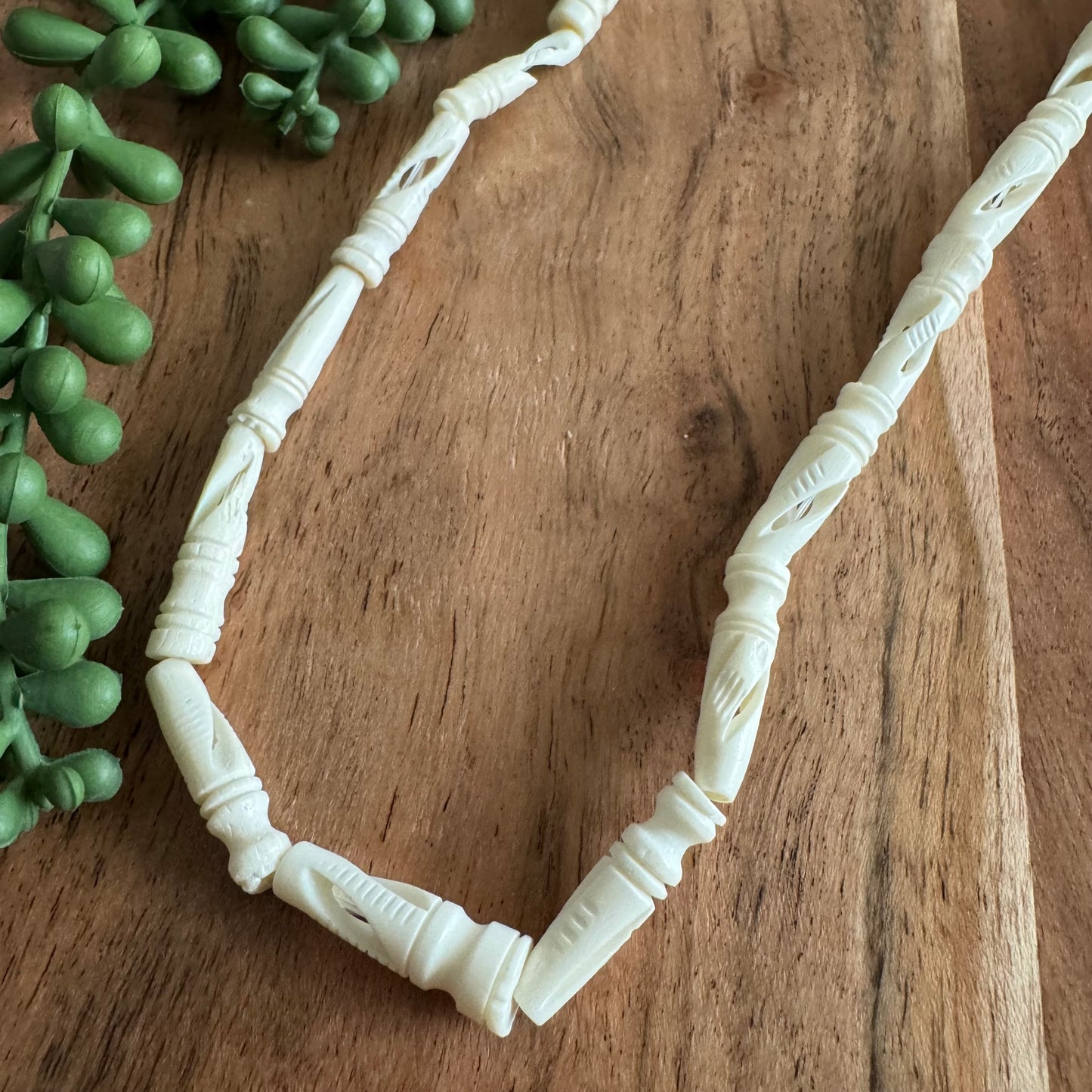 Carved Bone Tube Beads – 6x25 mm – 15–16 Inch Strand BN07