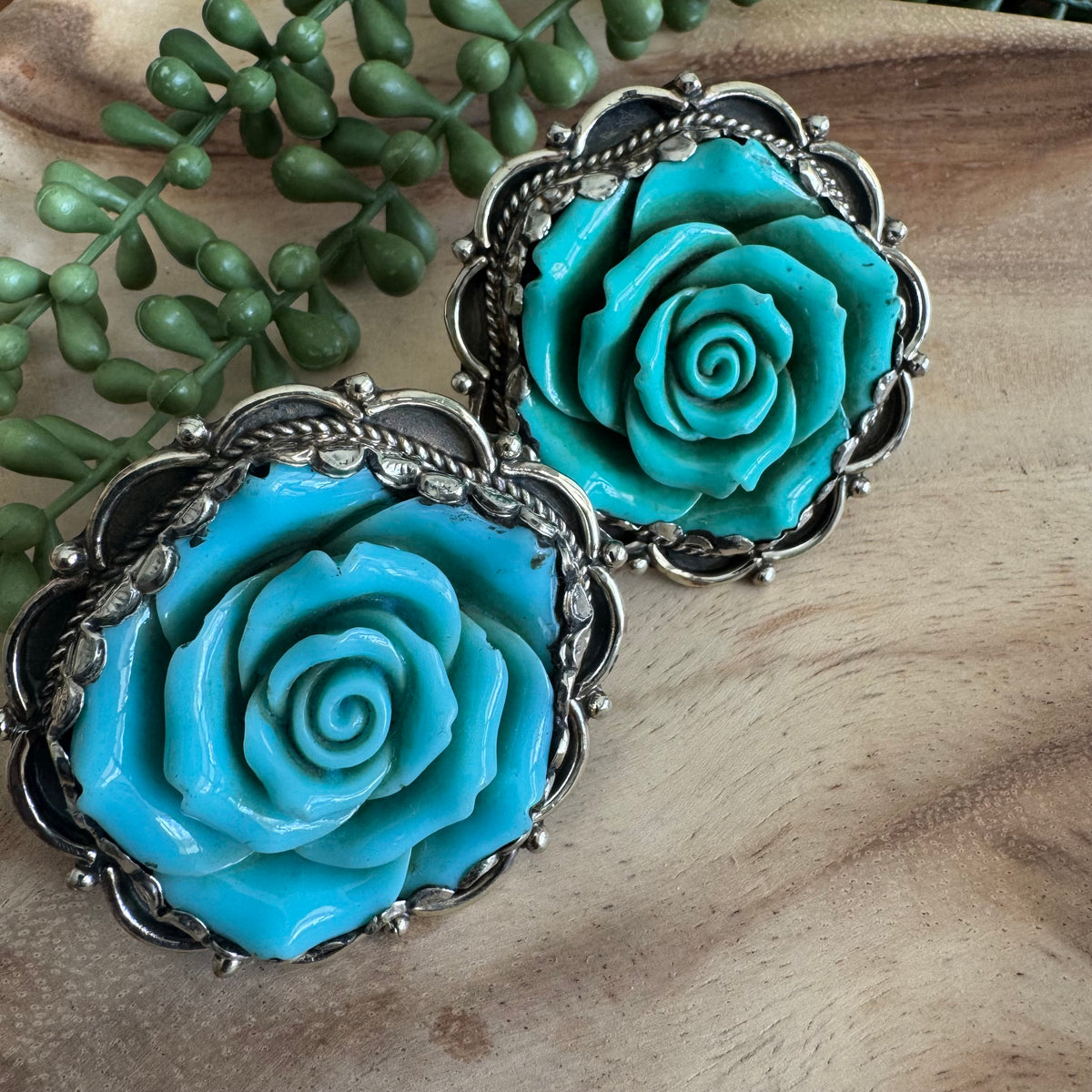 Southwestern Aqua Rose Adjustable Ring RING01
