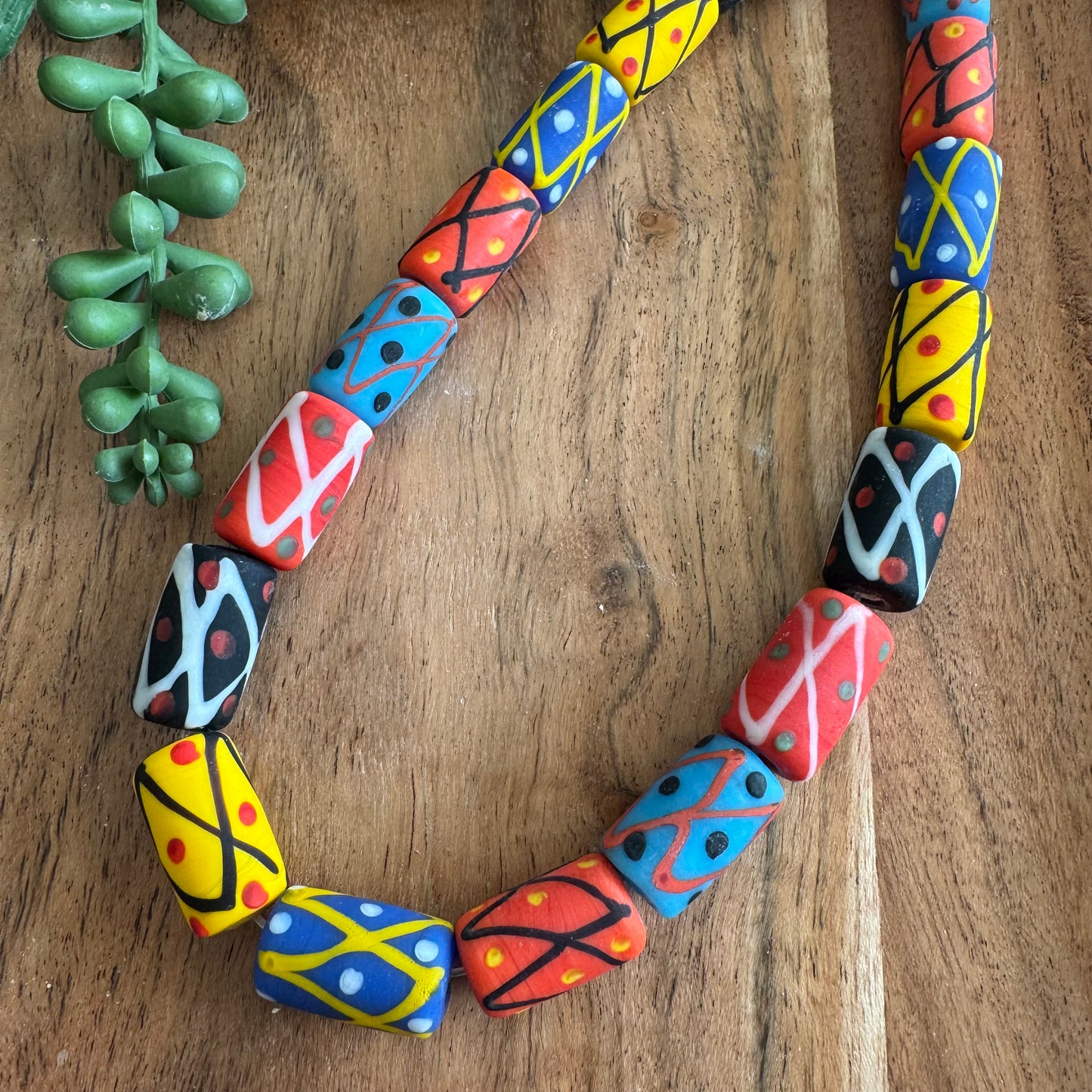 Matte Patterned Glass Beads 12 x 20 mm