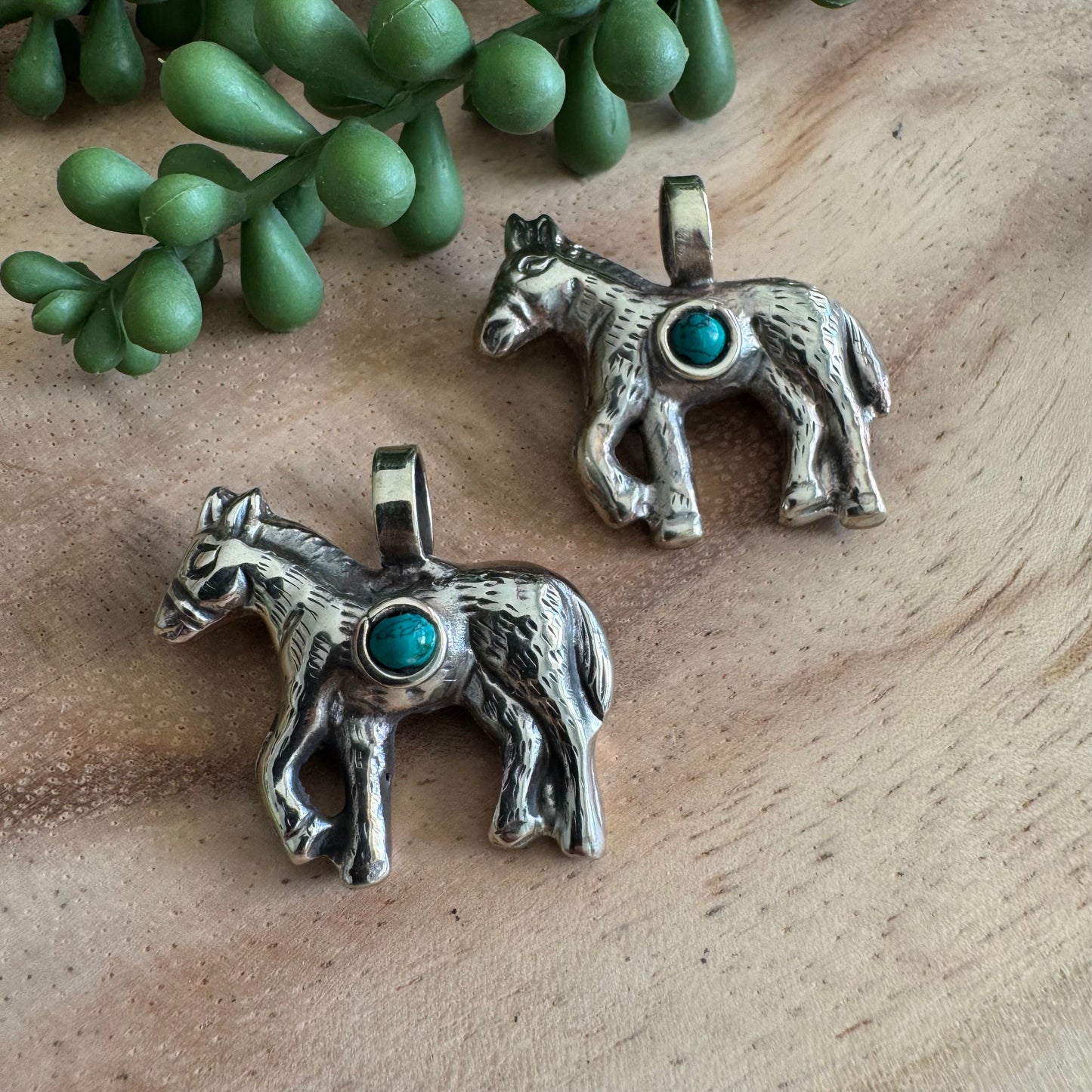 Small Donkey Pendant with Turquoise Cabochon SWP01
