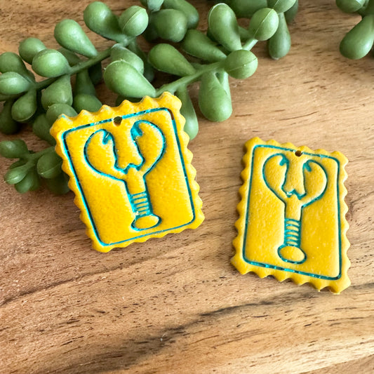 Mustard and Turquoise Lobster Pair