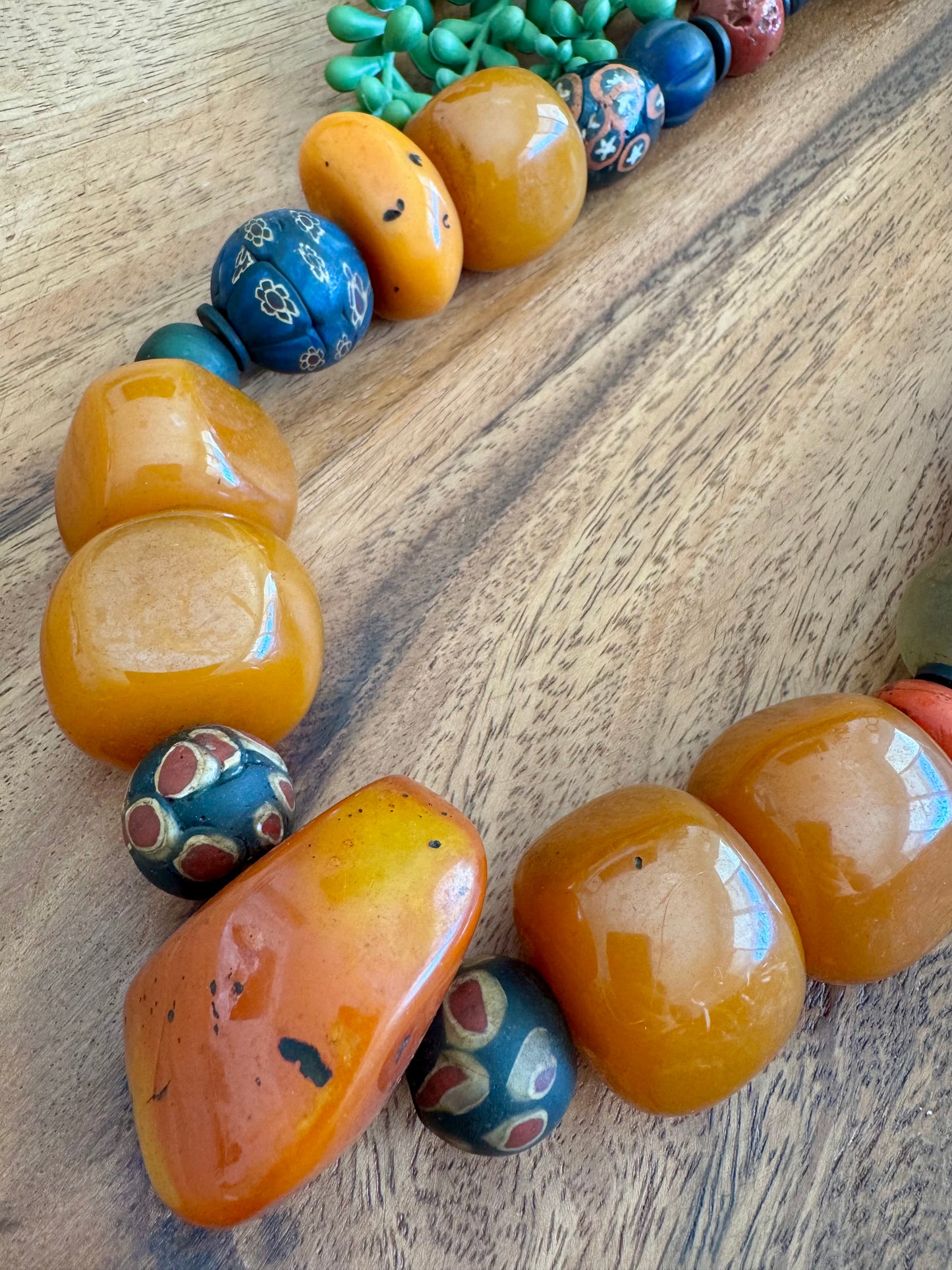 Rare Tibetan Mixed Bead Strand – Millefiori, Glass, Wood, Bone & Resin
