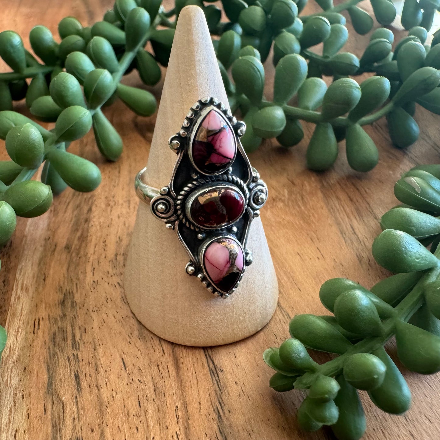 .925 Sterling Silver Rose Dahlia Ring - Size 10