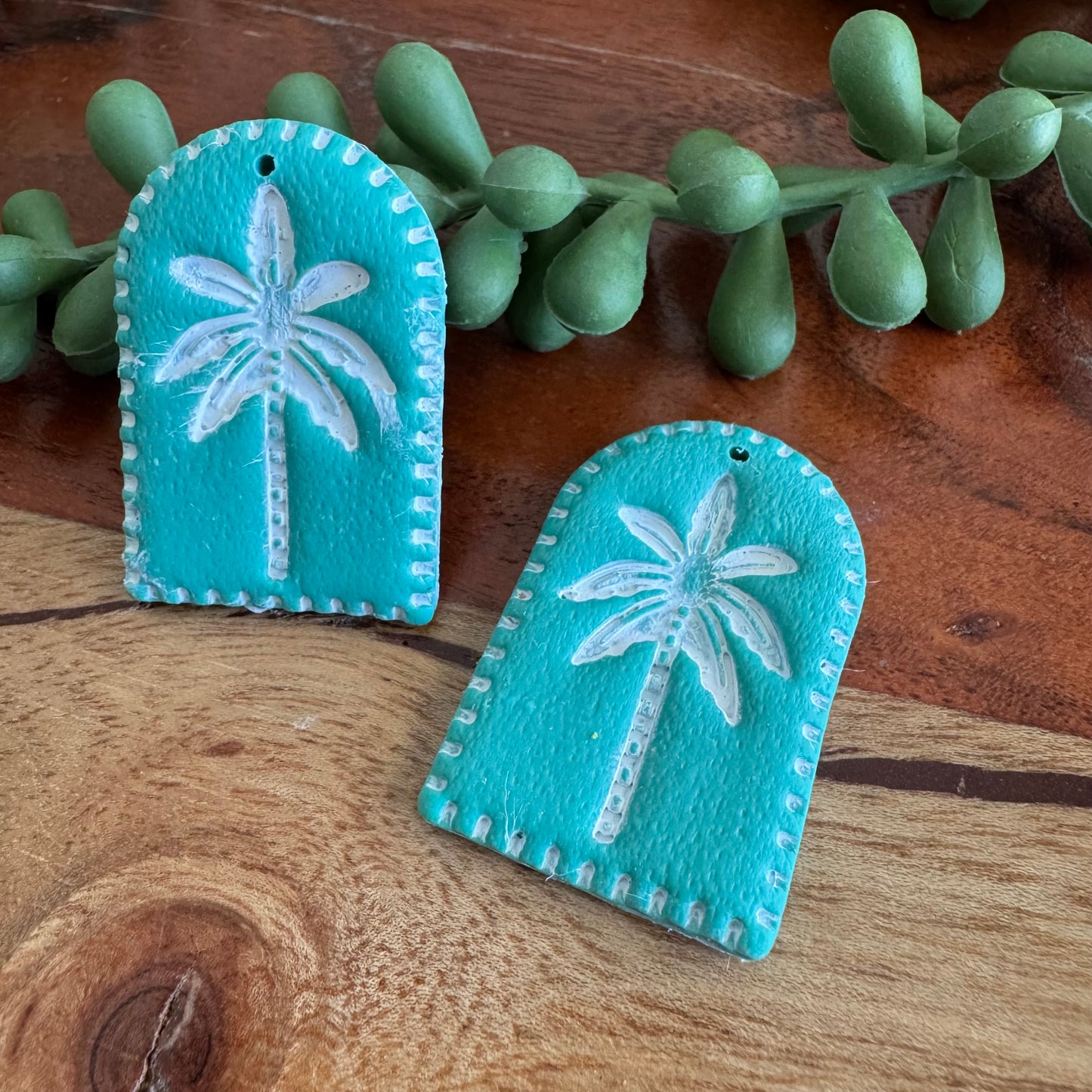 Turquoise Palm Tree Pair