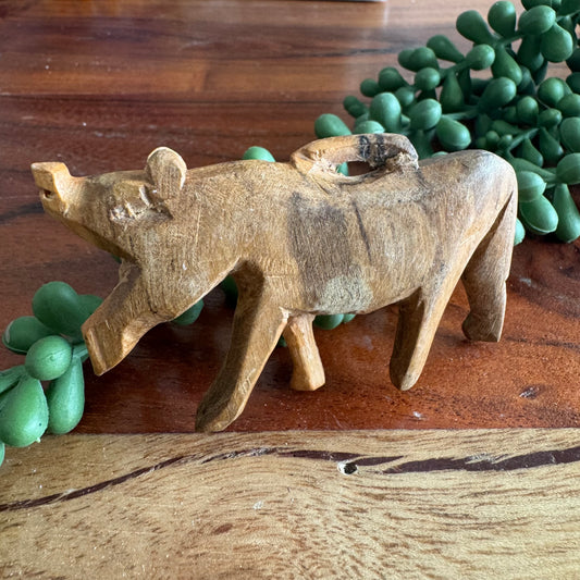Vintage Carved African Hippopotamus Pendant -Wood