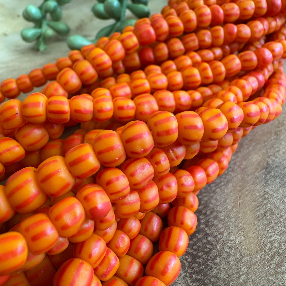 Orange and Red Striped Java Gooseberry Beads JS105