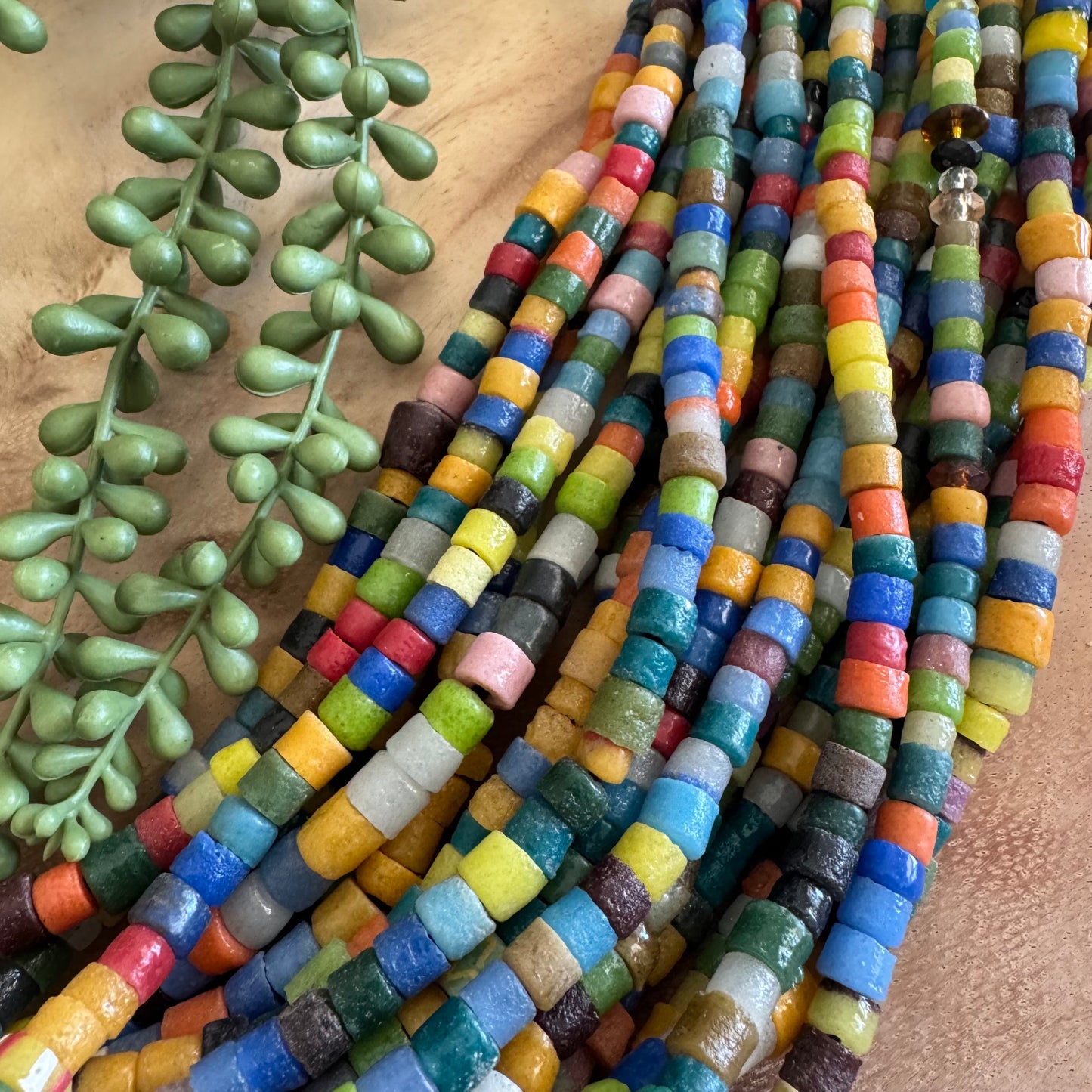 African Recycled Glass Beads – 7-7x6-9mm – 30 Inch Strand AFG01