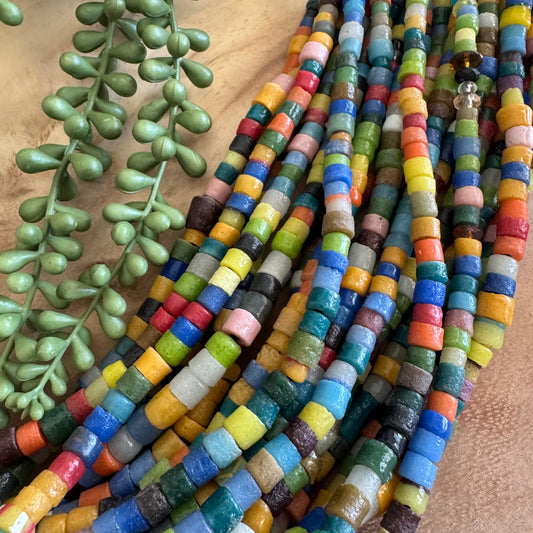 African Recycled Glass Beads – 7-7x6-9mm – 30 Inch Strand AFG01