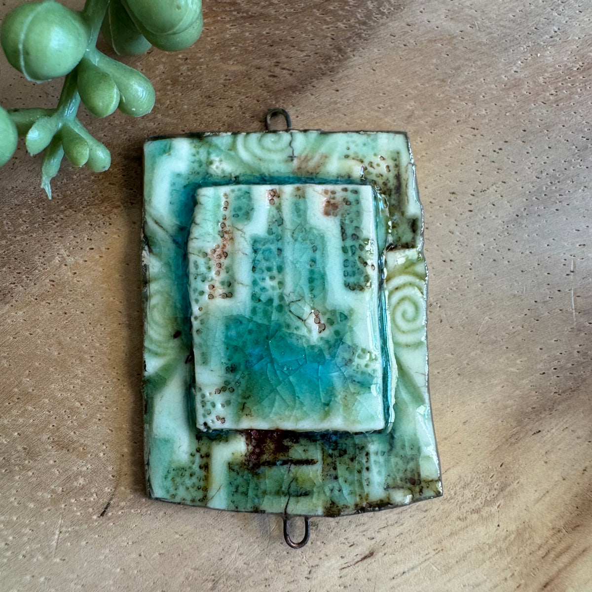 Artisan Ceramic Abstract Connector Pendant by Molly Perry MP12