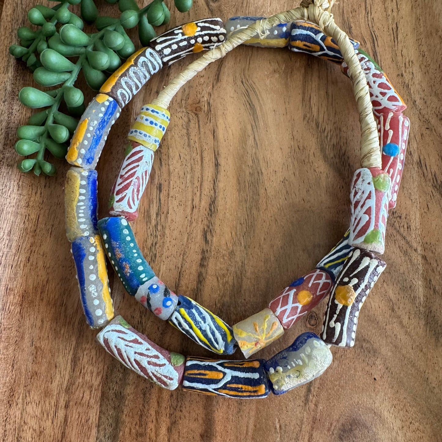 Mixed African Krobo Bead Strand