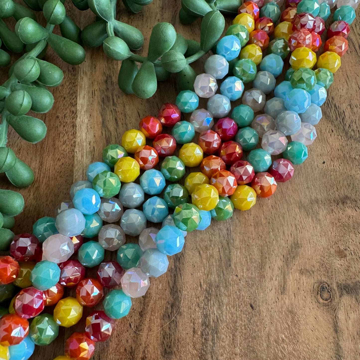 8mm Opaque Rainbow Chinese Crystal Glass – Faceted & Iridescent