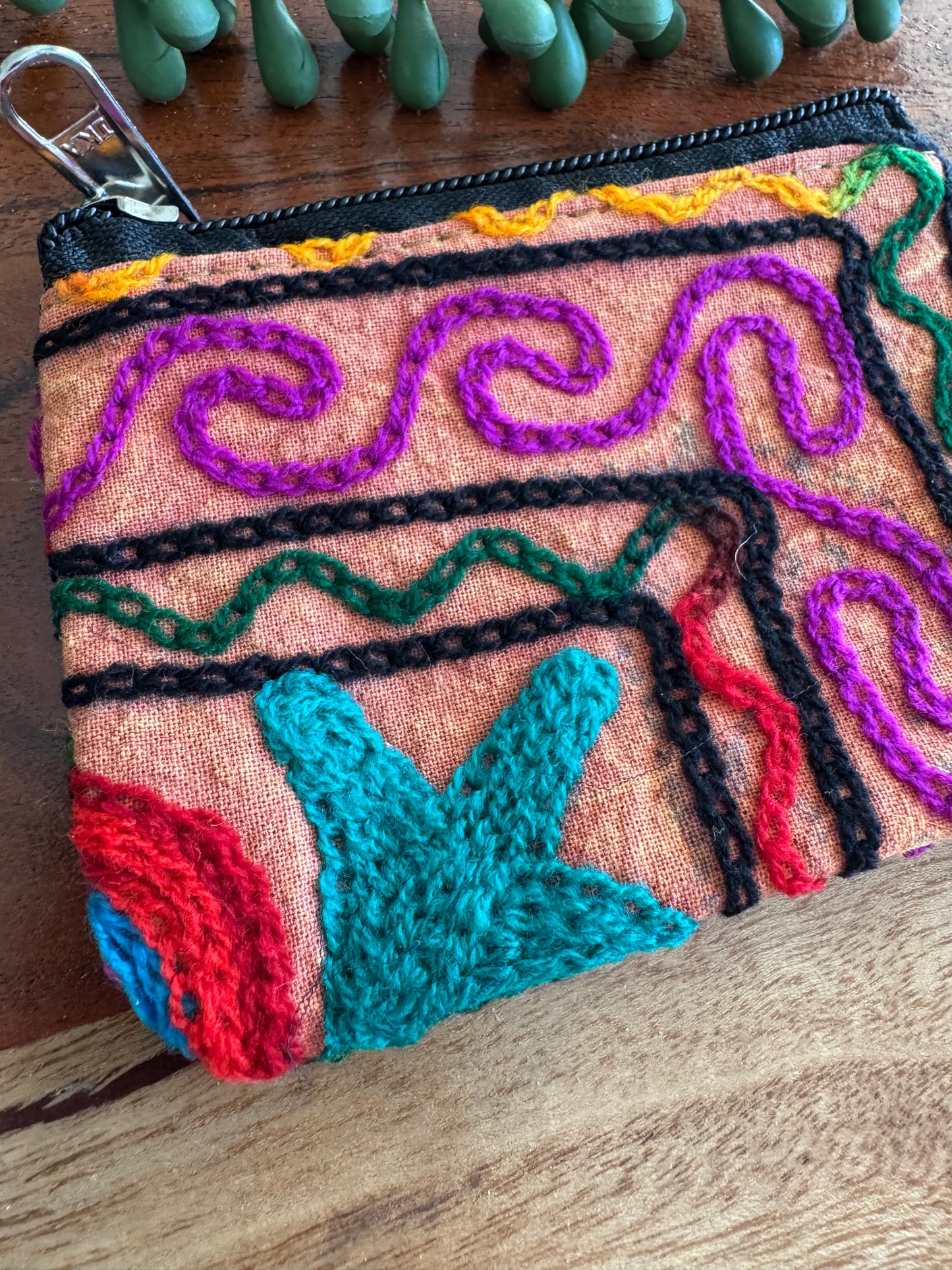 Small Embroidered Pouch – Bright and Colorful Design