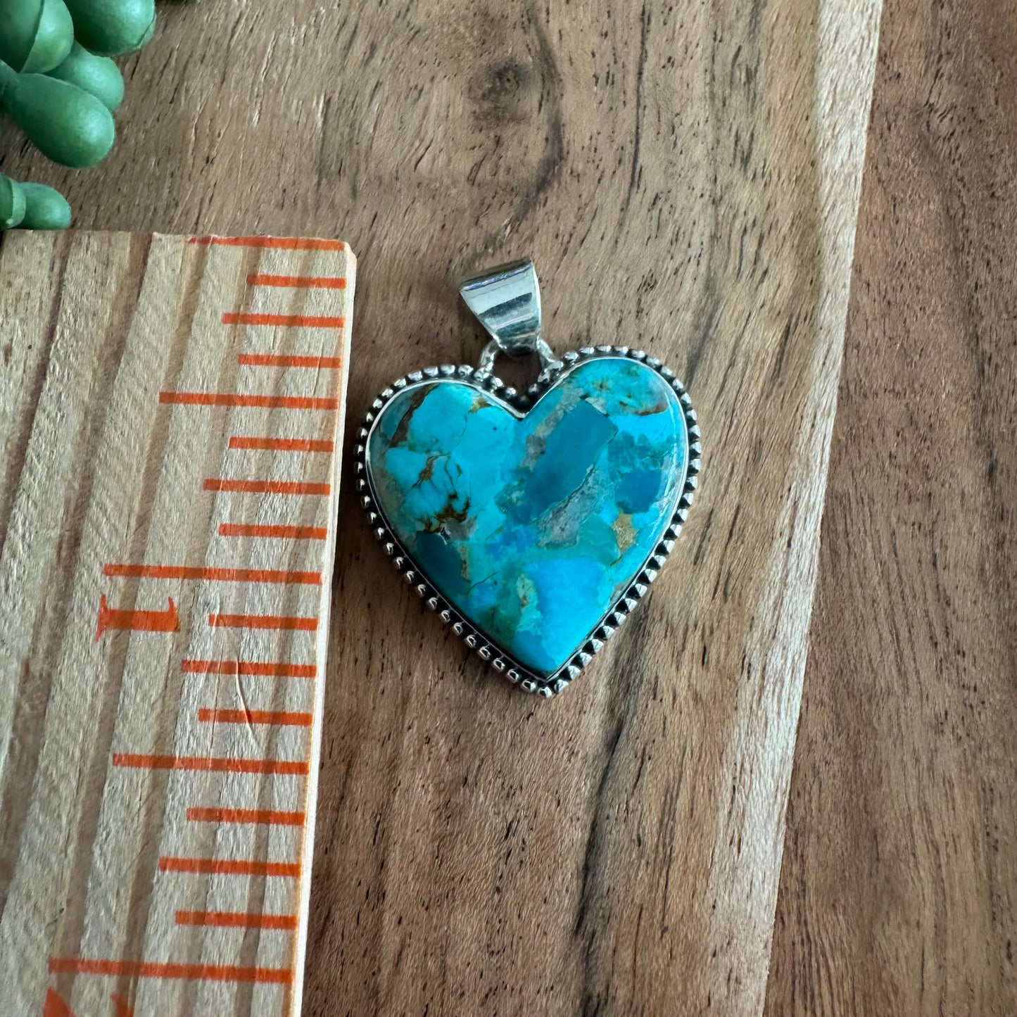 .925 Sterling Silver Heart Pendant –Arizona Turquoise