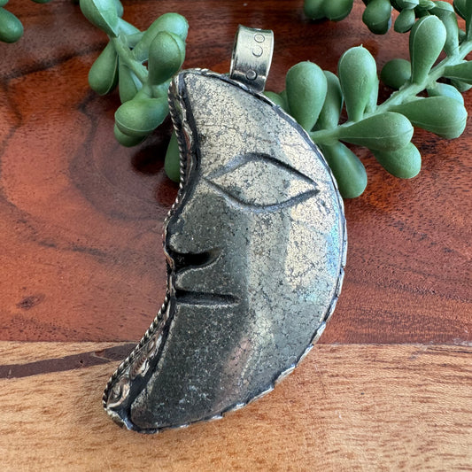 Pyrite Moon Pendant