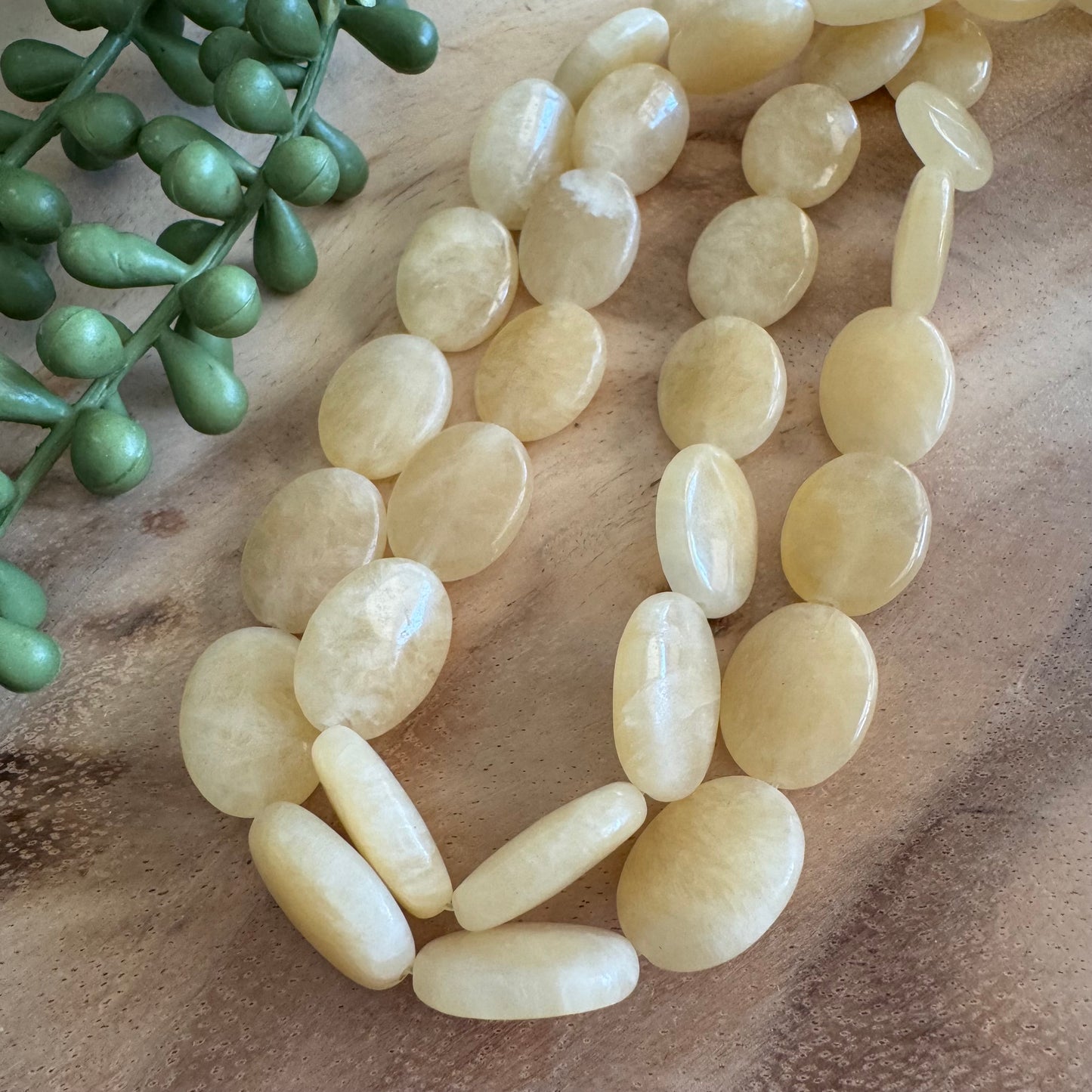 Butter Yellow Calcite Oval Beads – 19x20 mm – 15 Inch Strand ST09