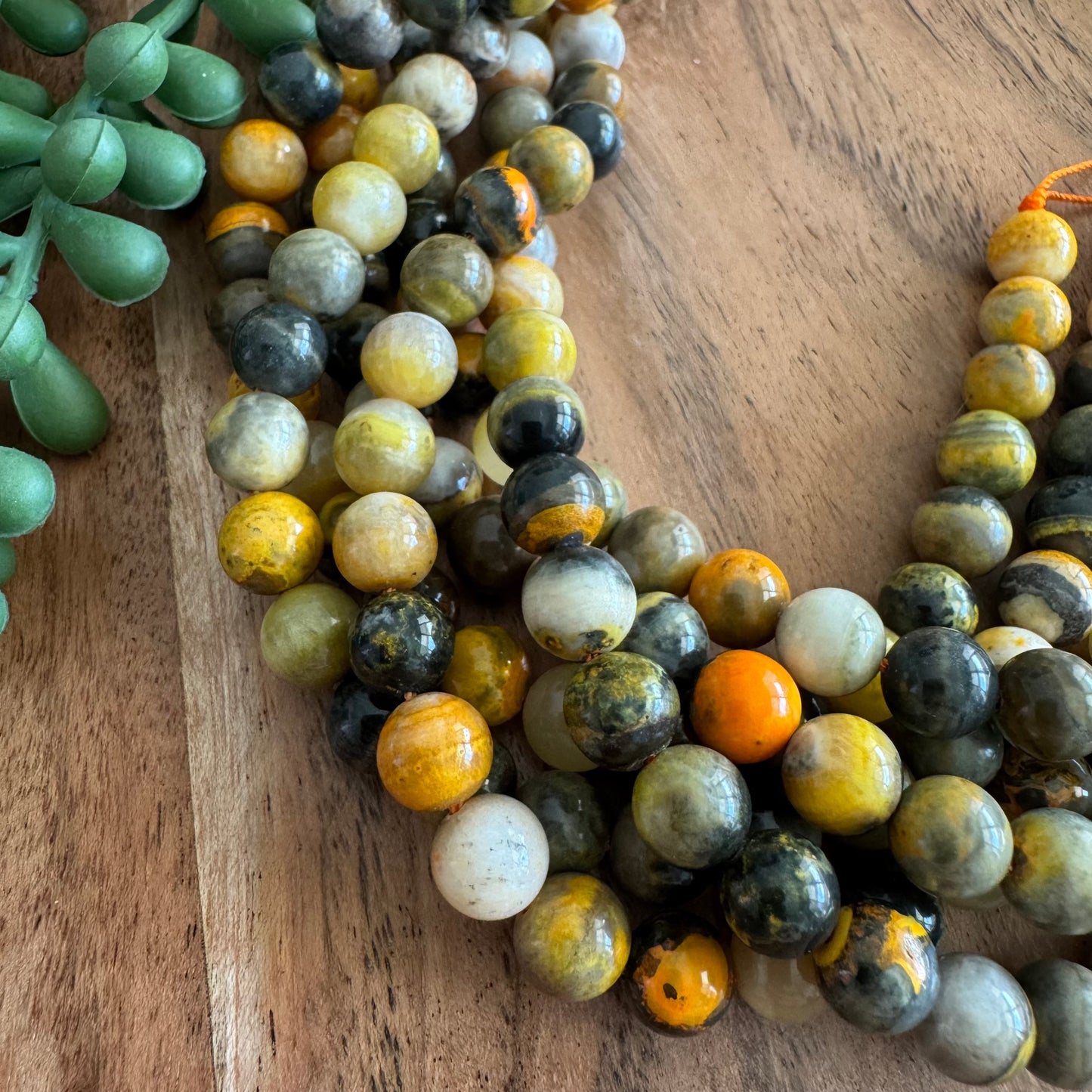 8mm Natural Bumblebee Jasper Round Beads