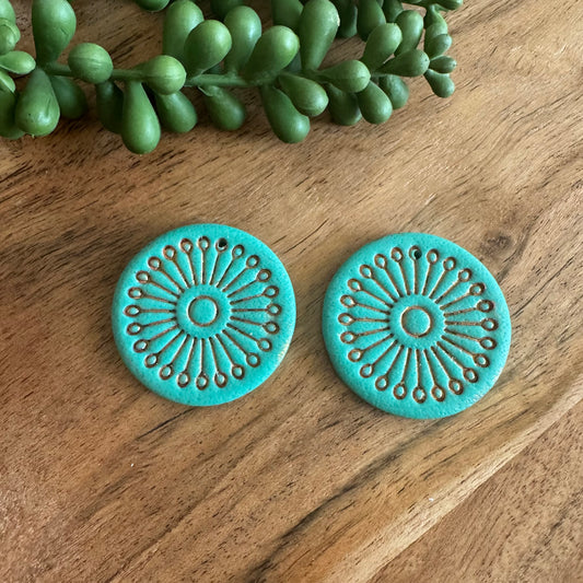 Copper Wash Turquoise Coin Pair
