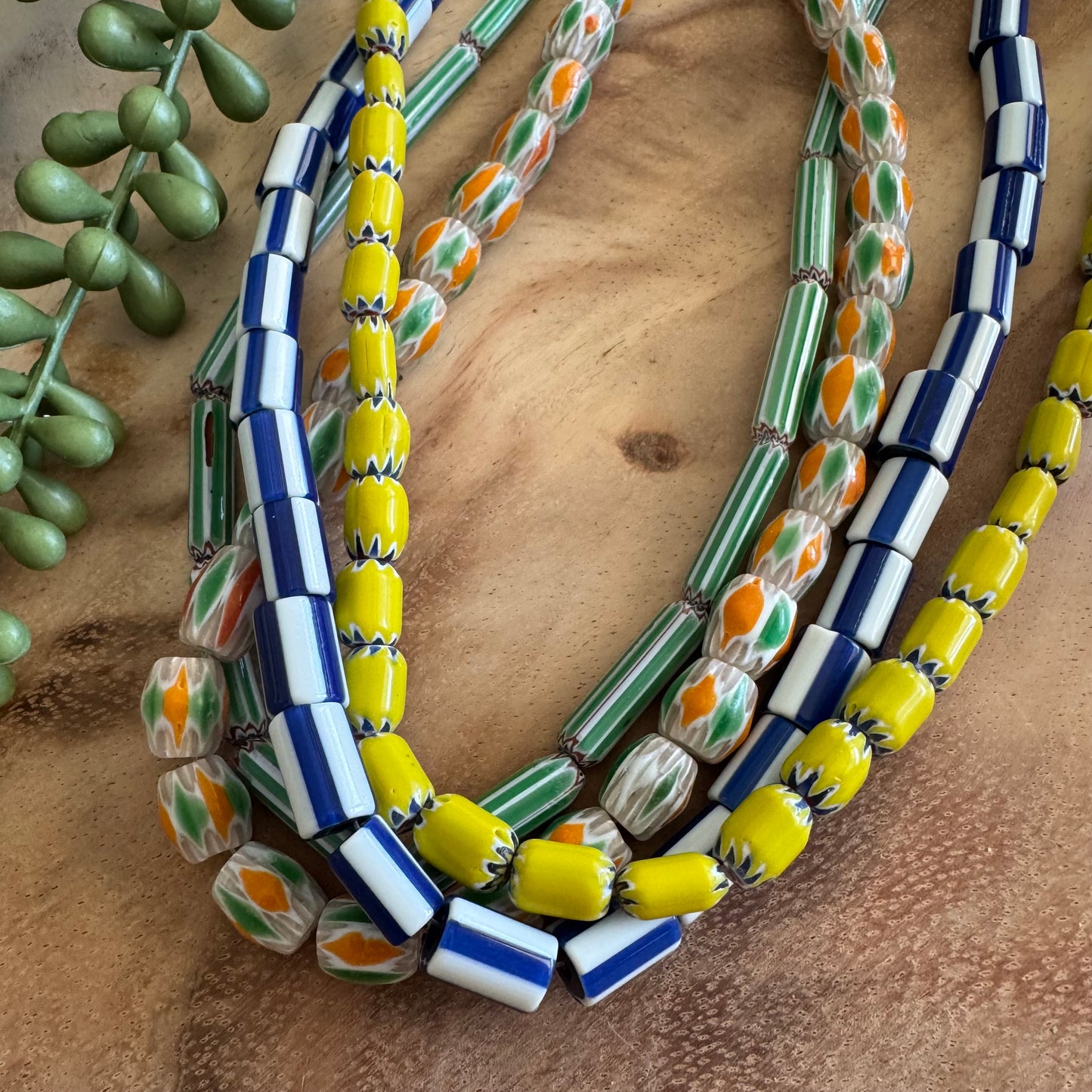 Chevron Glass Bead Lot 4 Strands Lot #2
