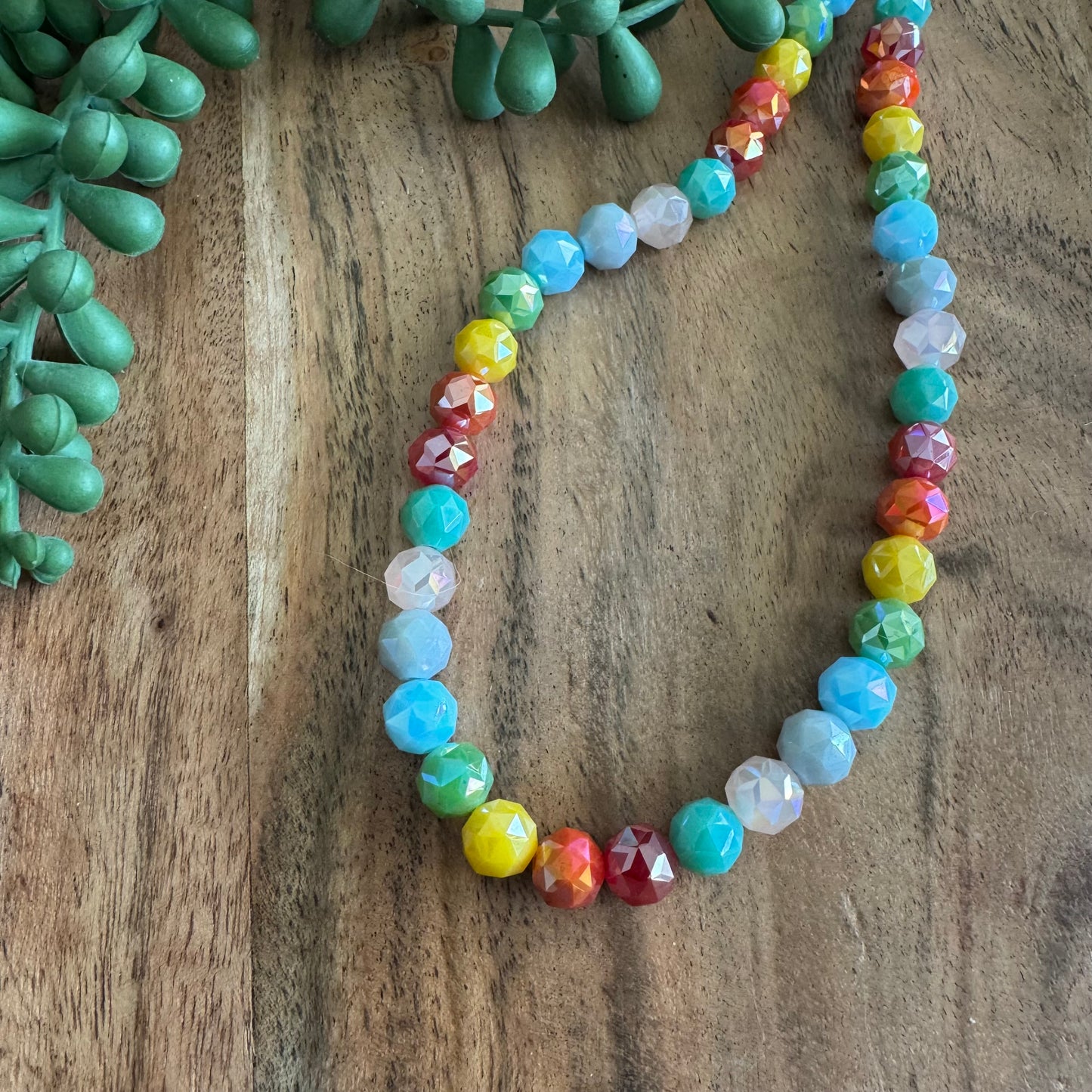 8mm Opaque Rainbow Chinese Crystal Glass – Faceted & Iridescent