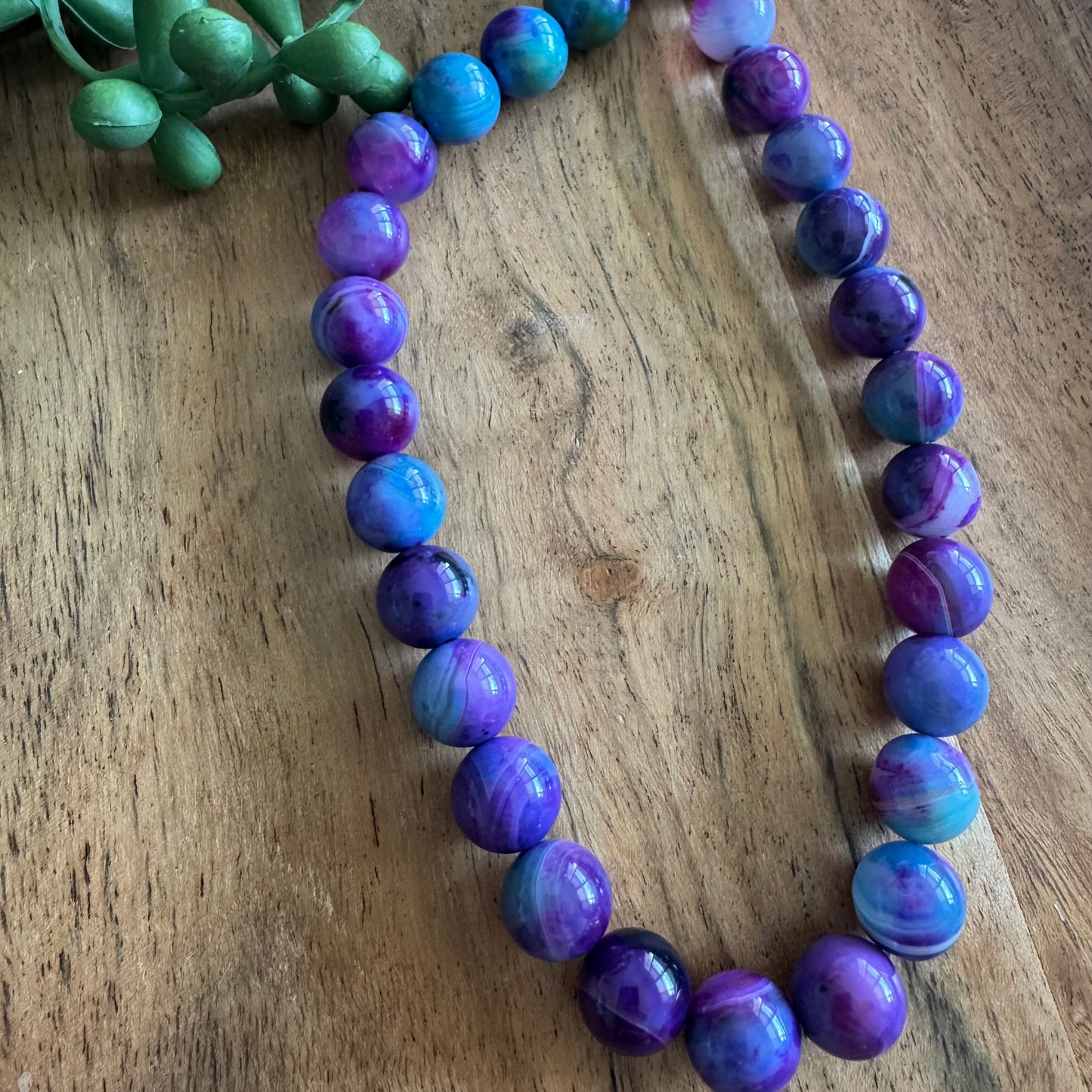 Purple & Blue Dyed Agate Beads – 10 mm, 15-Inch Strand