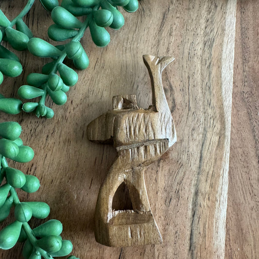 Vintage Carved African Ostrich Pendant -Wood