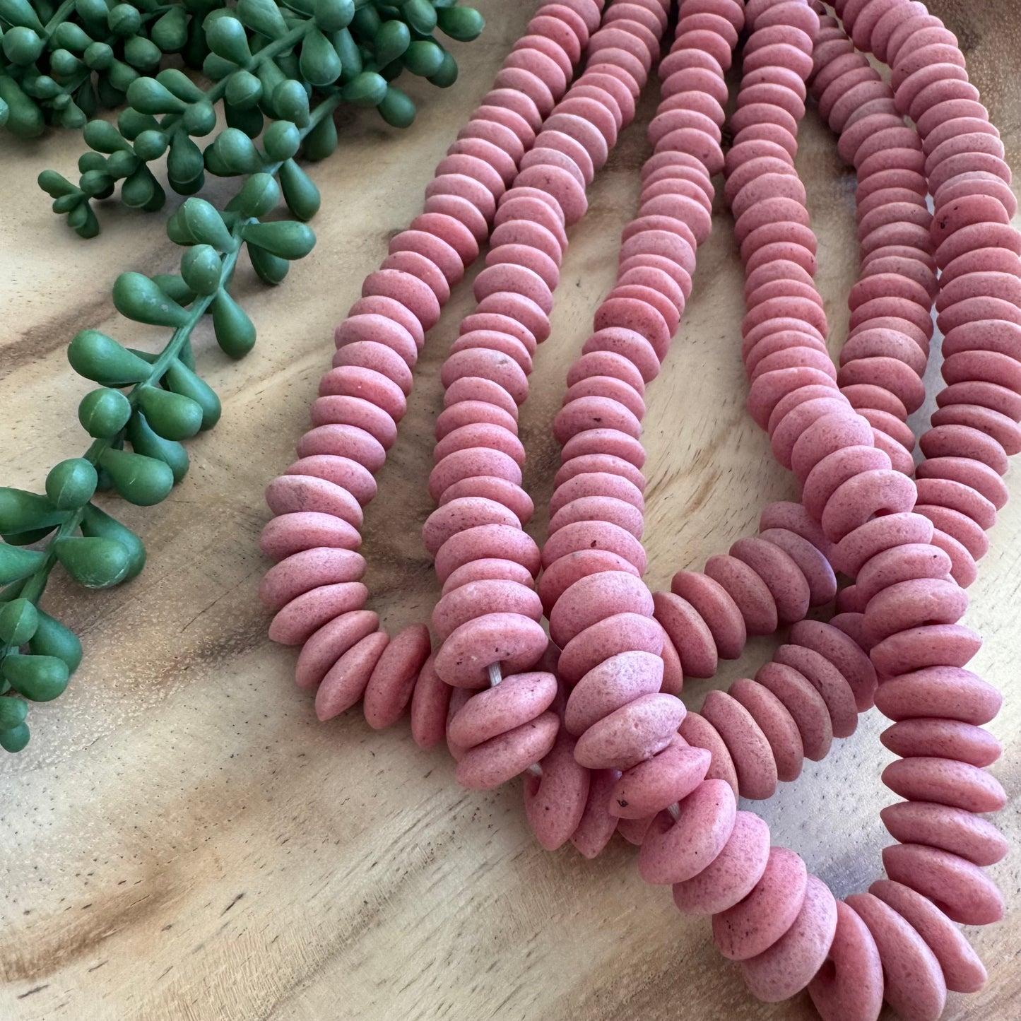 Pink Ashanti Bead Strand (African Recycled Glass) AFG07