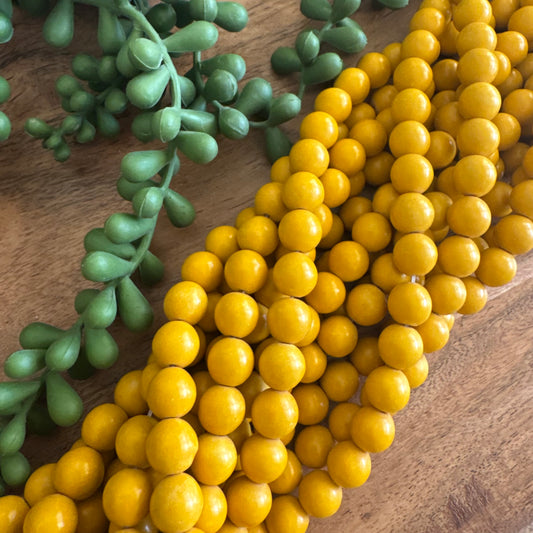 Dyed Magnesite Round Bead Strand – 10 mm Mustard Yellow