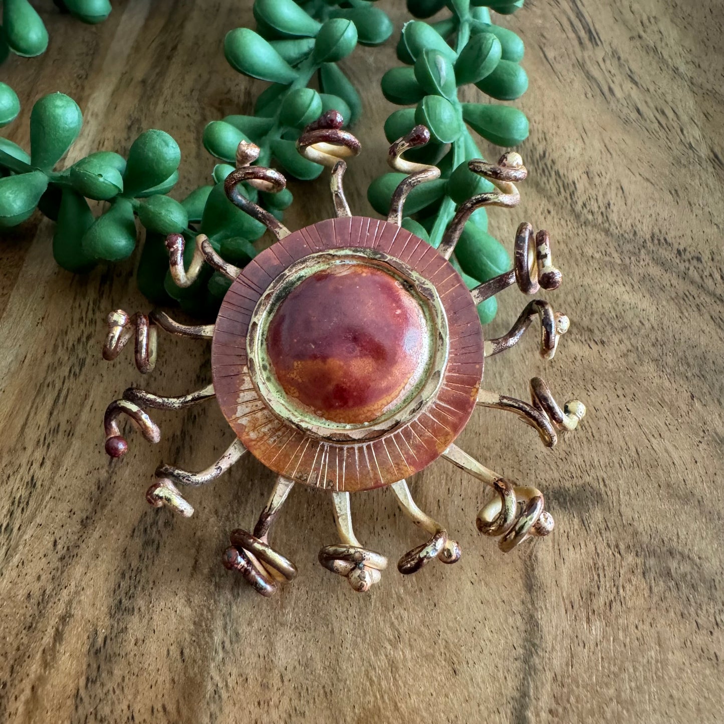Copper Sunburst Pendant with Brass Ray Accents by Patricia Healey PH01