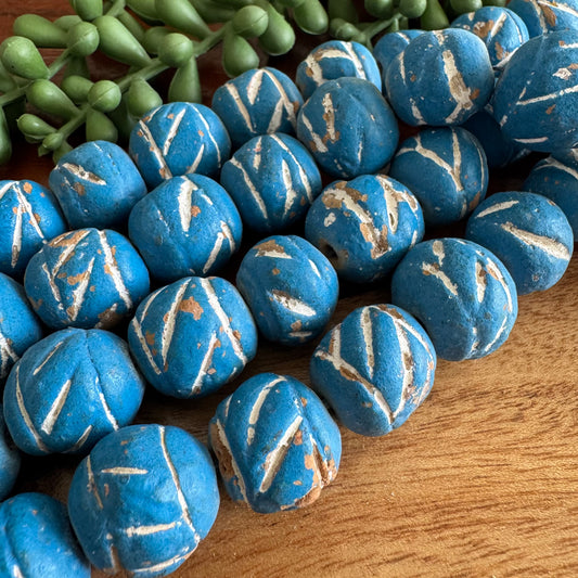 Carved Clay Beads | Colorful, Rustic, Tribal Style