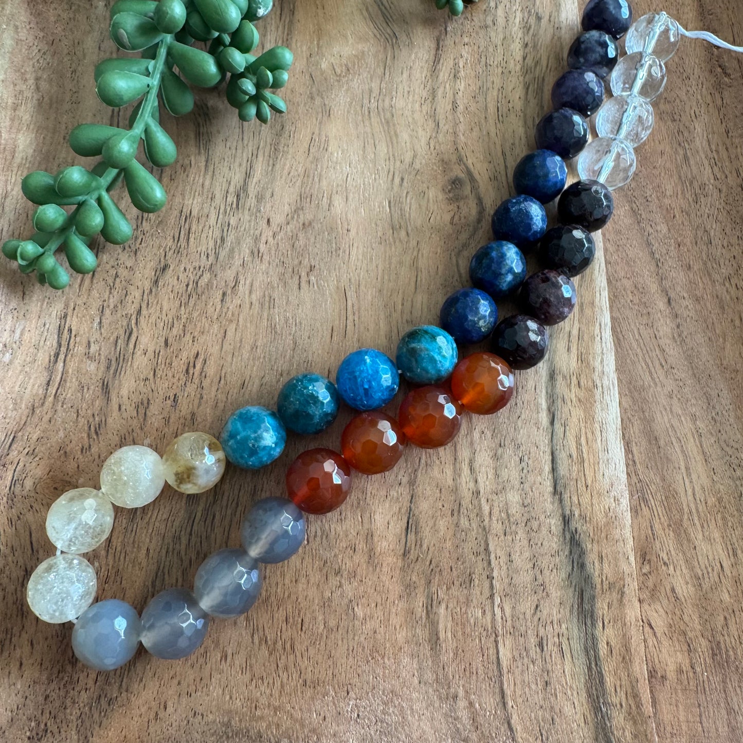 AAA Natural Chakra Gemstone Beads – Faceted 12 mm, Multi-Color