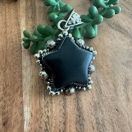 Onyx Star Pendant – Antique Silver Southwest Style SWP13